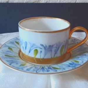 Hand painted gold leaf lavender coffee cup & saucer